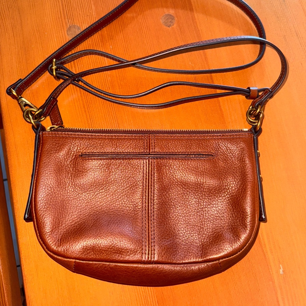 Fossil Rich Tan Leather Crossbody Bag